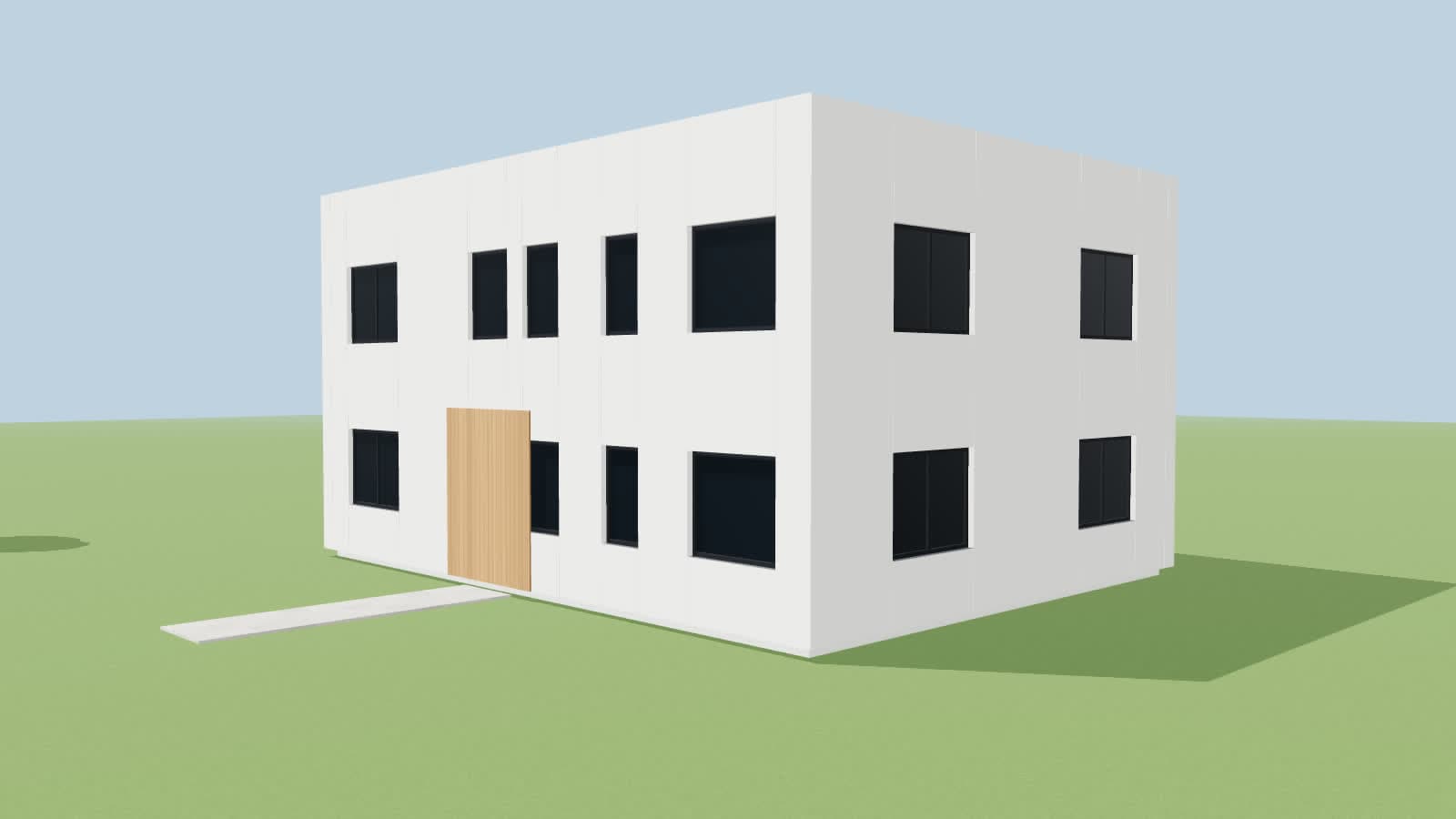 Textured 3D model of the house from the corner in the browser